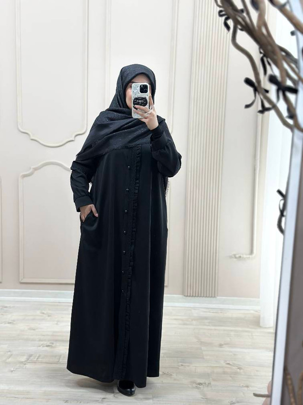 مانتو عبایی جیب دار مدل آفاق