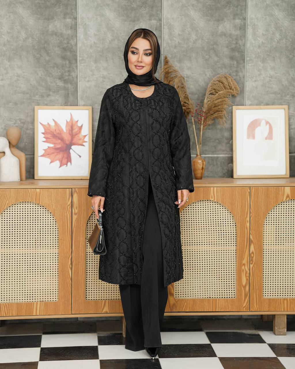 مانتو ژاکارد مزونی مدل هلالی
