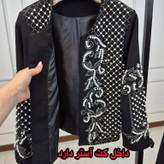 کت سارافون نگین دار و مروارید دوزی شده قواره دار تا سایز۶۰ مدل خندان
