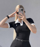پلوشرت کوتاه یقه سفید