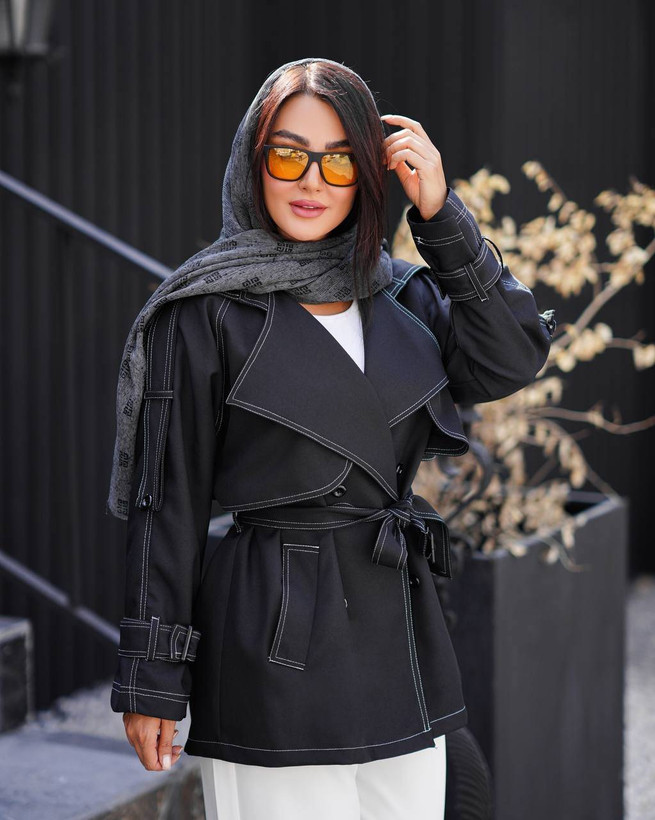 بارانی دمسه دوزی آستردار کوتاه