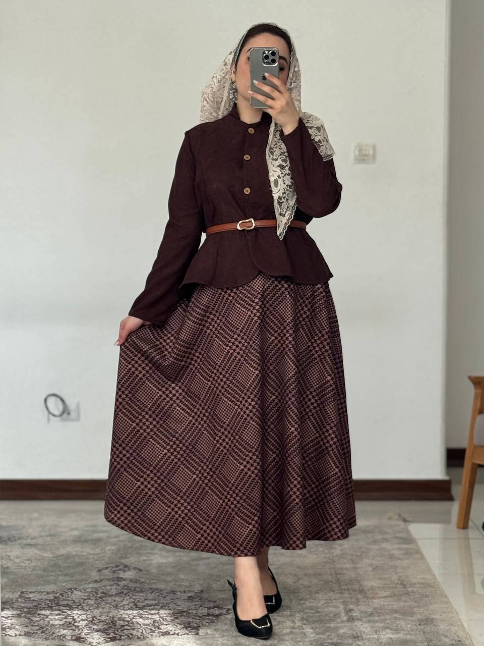 کت و دامن مخمل کبریتی مدل مهرانگیز